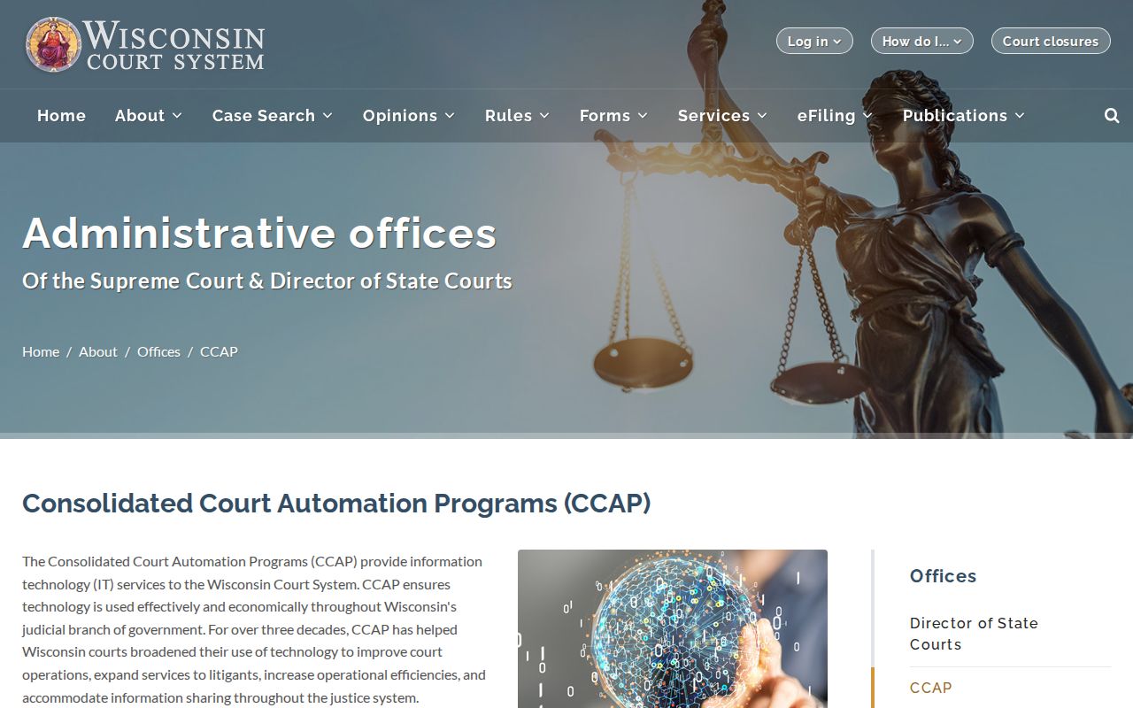 Wisconsin CCAP overview explaining WCCA and court technology