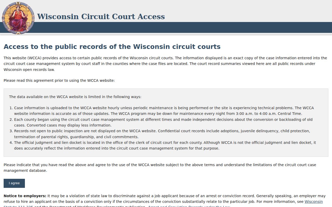 WCCA search for Crawford County traffic court records