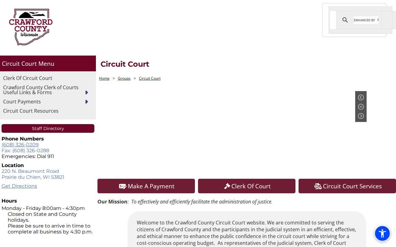 Crawford County court docket circuit court page